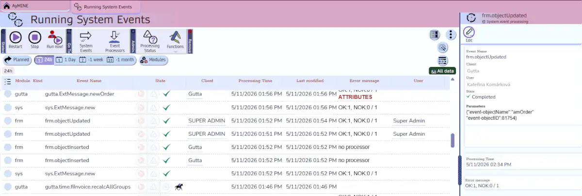 SOA Event Management Console, Screenshot